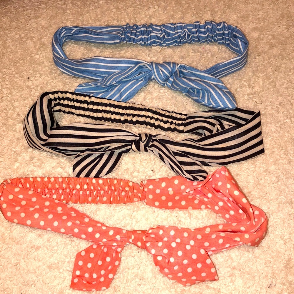 3 headband set salmon black and denim colored